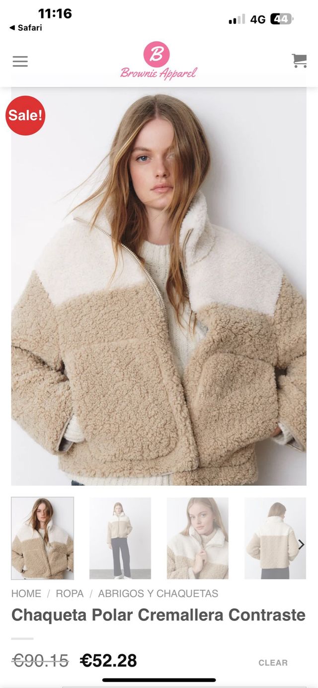 Chaqueta Polar Brownie Beige/Blanco Talla XS