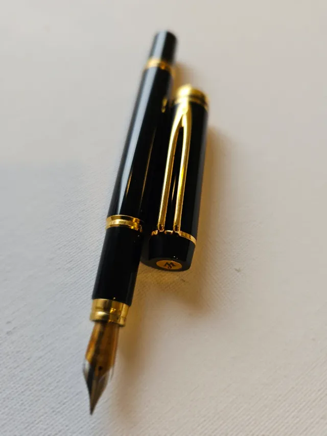 Pluma Estilográfica Waterman Negra y Dorada
