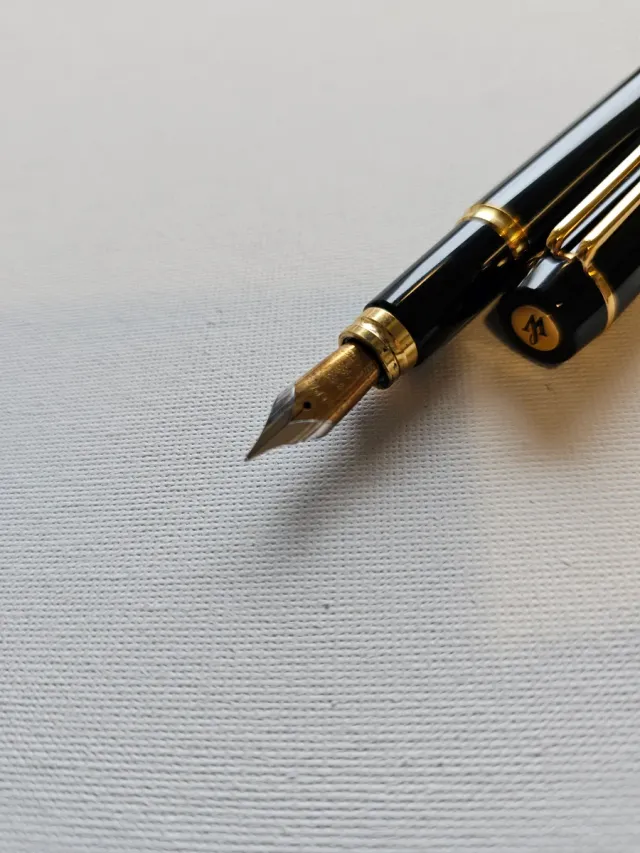 Pluma Estilográfica Waterman Negra y Dorada