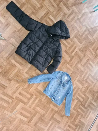 Lote Chaquetón Negro y Chaqueta Vaquera Azul
