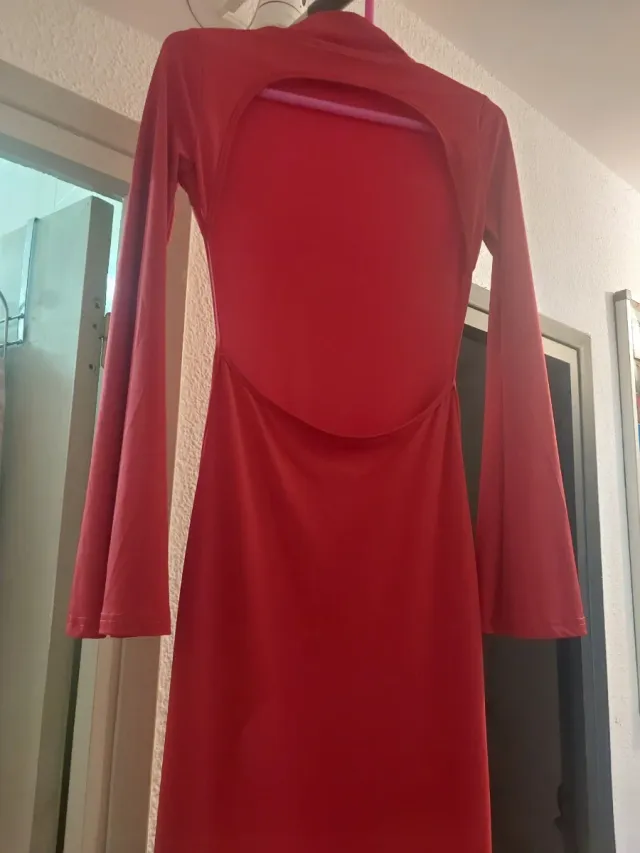 Vestido fiesta rojo manga larga