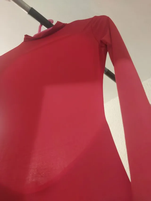 Vestido fiesta rojo manga larga