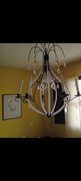 Lámpara de techo de cristal y metal