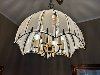 Lampadario a pendolo oro e bianco