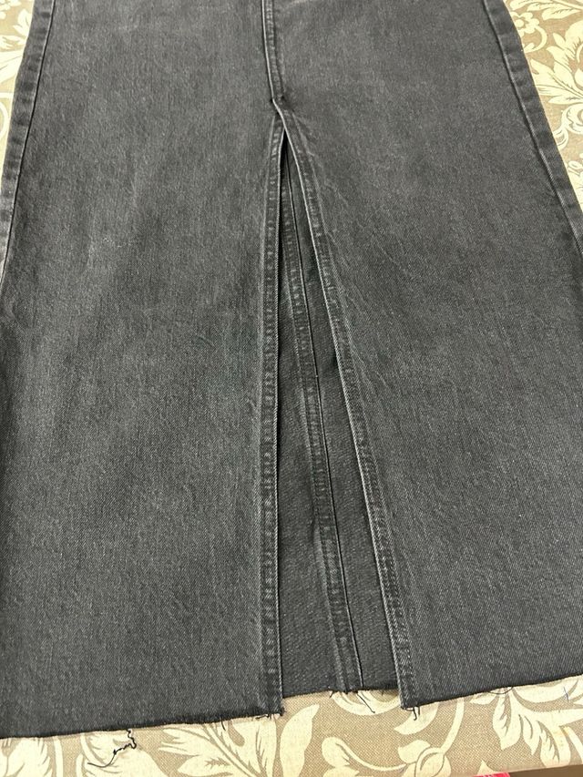 Falda larga vaquera negra Stradivarius