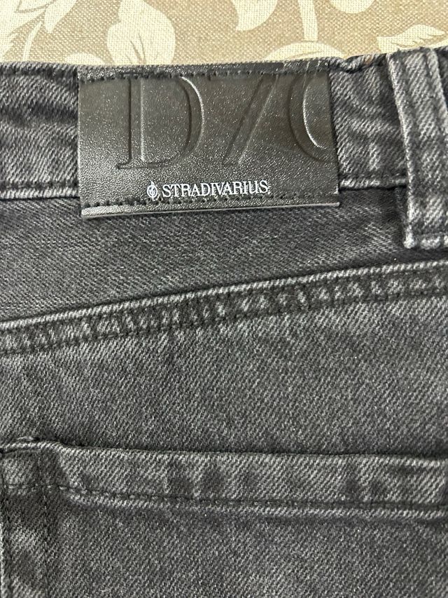 Falda larga vaquera negra Stradivarius