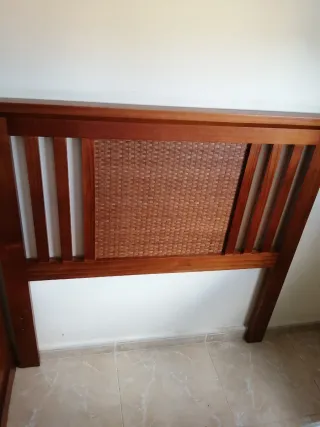 2 Cabeceros Cama 90cm Madera y Mimbre
