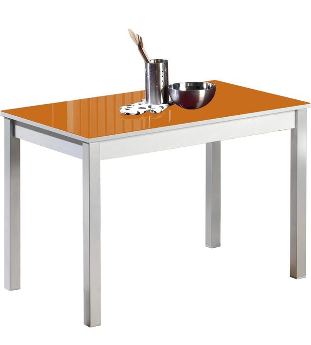 Mesa extensible cristal naranja y metal
