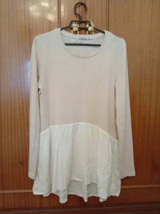 Jersey Stradivarius beige y blanco Talla M
