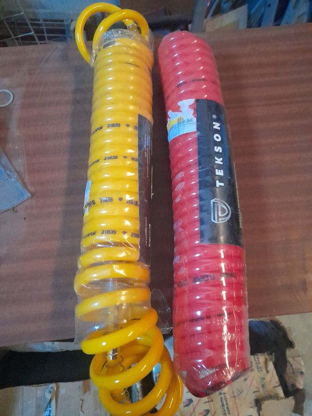 2 Mangueras Aire Camión Espiral Rojas y Amarillas