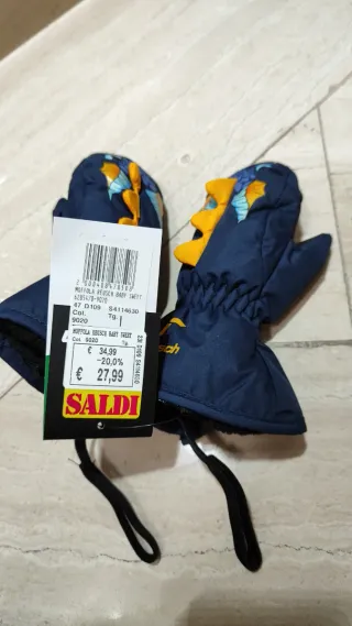 Guantini neve bimbo Reusch dinosauro 1-2 anni