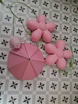 Juego 3 lámparas flor: 2 pared, 1 techo