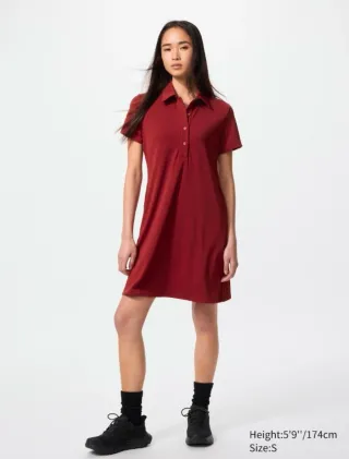 Vestido burdeos cuello polo talla S