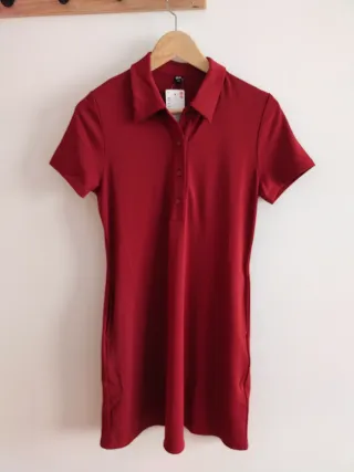 Vestido burdeos cuello polo talla S