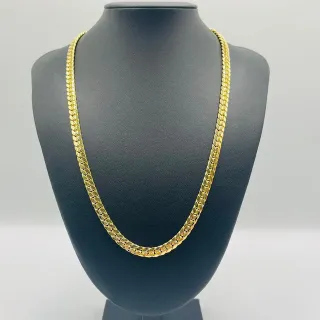 CADENA CUBANA, Hueca con cierre de circonita. Oro