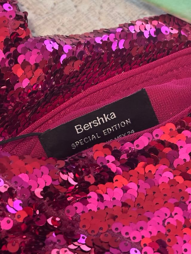 Vestito Bershka fucsia paillettes special edition