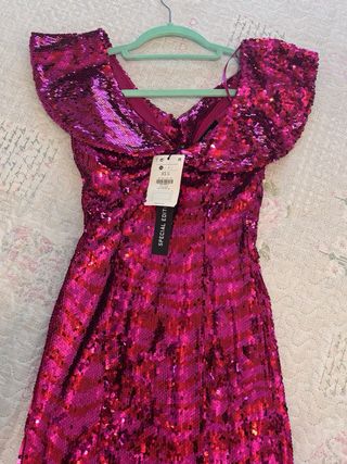 Vestito Bershka fucsia paillettes special edition