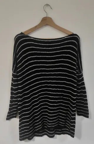 Jersey H&M Rayas Mujer Negro Blanco