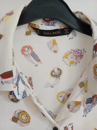 Camisa Zara Estampado Búhos Multicolor