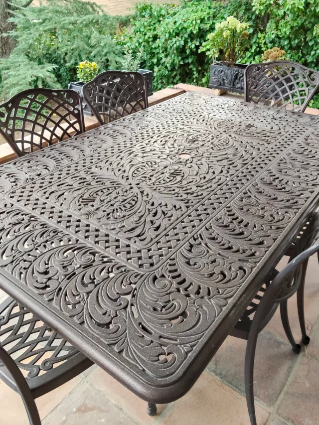 Mesa y 6 Sillas Forja Exterior