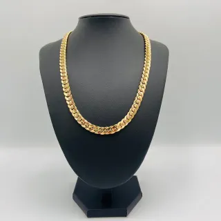 CADENA CUBANA, Hueca cierre de circonita. Oro18k.