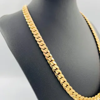 CADENA CUBANA, Hueca cierre de circonita. Oro18k.