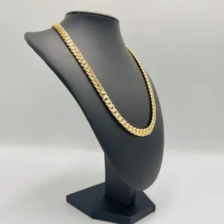 CADENA CUBANA, Hueca cierre de circonita. Oro18k.