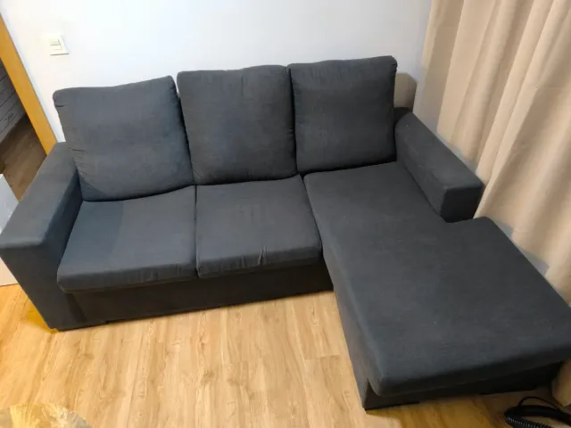 Sofá Chaiselongue reversible Gris Oscuro