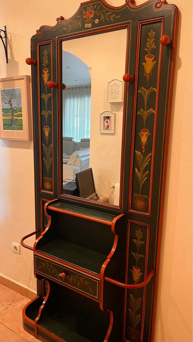 Mueble recibidor madera pintado a mano