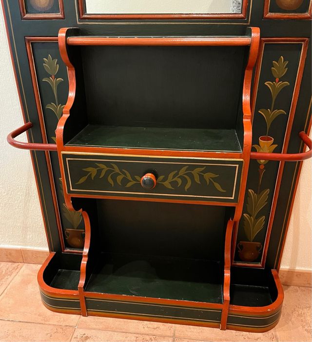 Mueble recibidor madera pintado a mano