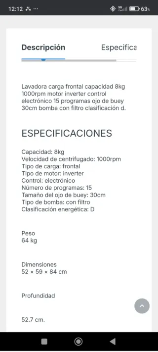 Lavadora Telefunken TLK008 8kg