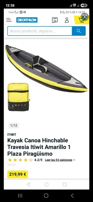 Kayak hinchable en perfecto estado