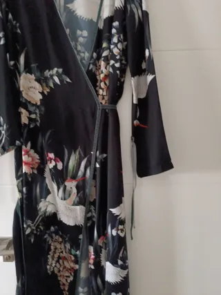 Vestido kaftan estampado ave y flor