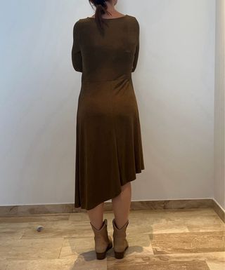 Vestido Mango verde/marrón Talla L