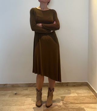 Vestido Mango verde/marrón Talla L