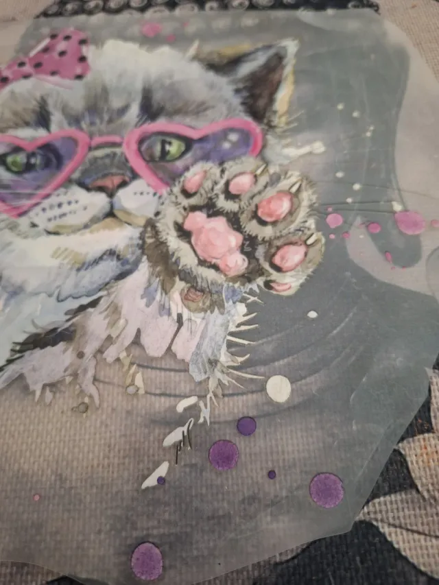 Pegatina Termoadhesiva Gato Corazón