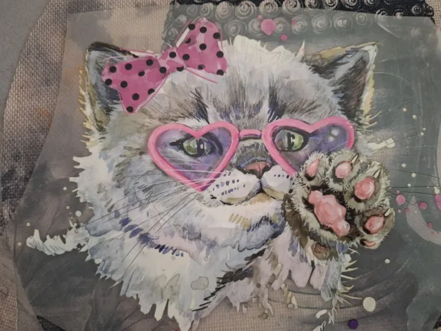 Pegatina Termoadhesiva Gato Corazón