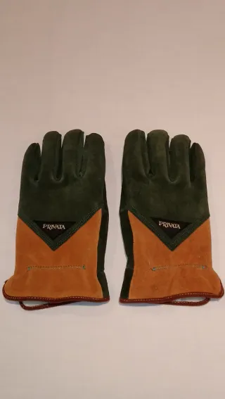 Guantes Privata Piel Marrón y Verde, TALLA ((M))