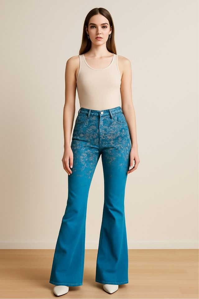 Pantalón Acampanado Hippie/Y2K - Degradado Azul