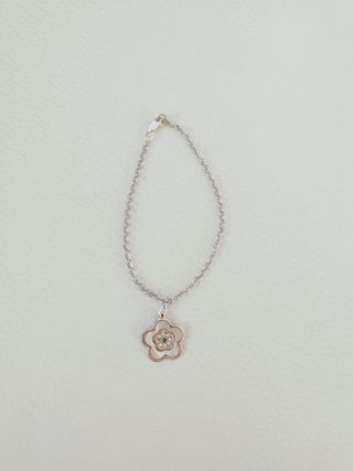 Pulsera Plata Flor Madre Perla Circonitas