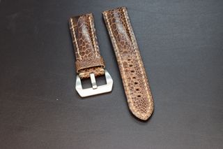 Correa Piel Avestruz 24mm Marrón Hebilla Plata