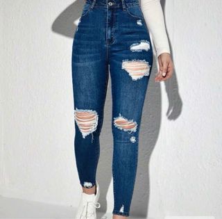 Jeans Azules Rotos Mujer Talla Alta (Solo Bizum)