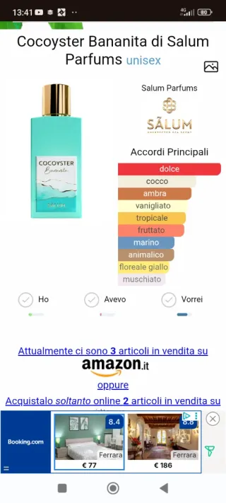 Profumo Unisex Salum Cocoyster Bananita nicchia