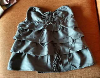 Falda vintage marrón con volantes