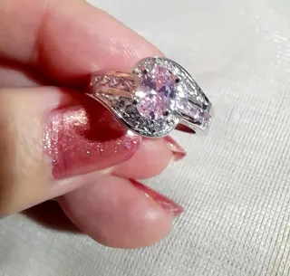 Anillo Chap.Oro Blanco Piedra Zafiro Rosa Talla 17