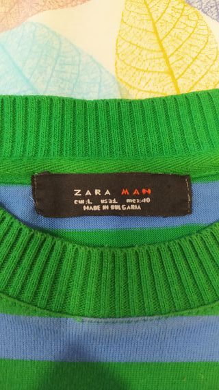 Jersey fino rayas verde y azul