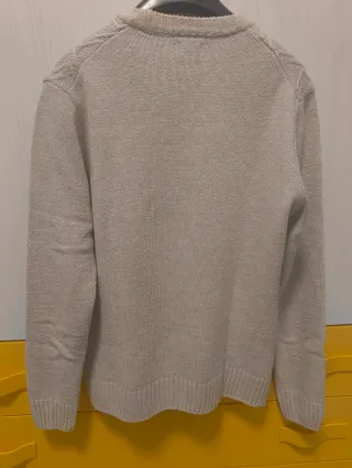 Pullover uomo beige trama geometrica