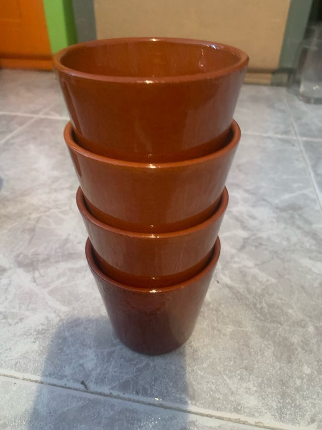 4 Vasos de Cerámica Marrones