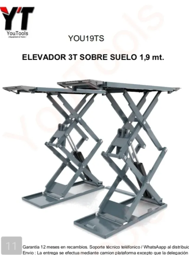 Elevador 3T  altura 1,9m sobre suelo 220v