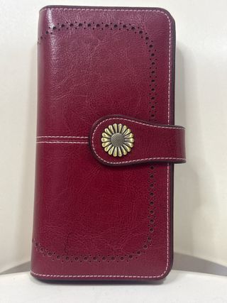 Portafoglio donna rosso con fiore